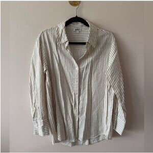 Blenca Brown Striped Button Down Top Size Large